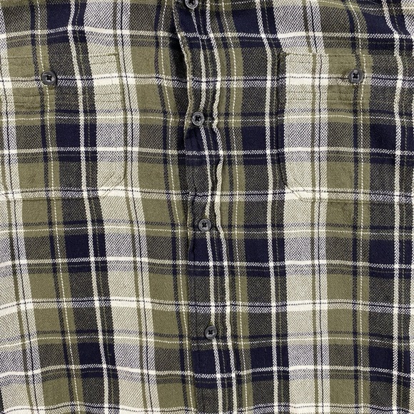 Wrangler Premium Shirt Men's 2XL Green Tan Plaid Flannel Long Sleeve Button Up - Picture 4 of 10